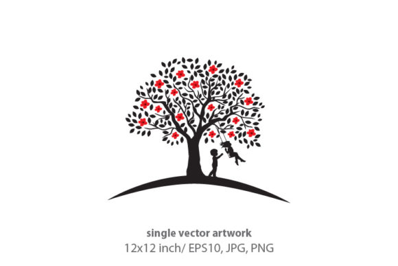 BLOOMING TREE SWING: A Versatile Vector Artwork for Creative and Business Use