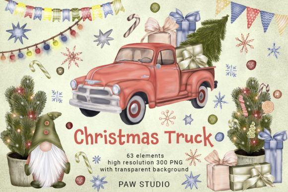 Christmas Truck Gnome Tree Garlan Winter: A Festive Clipart Collection for All Your Holiday Needs