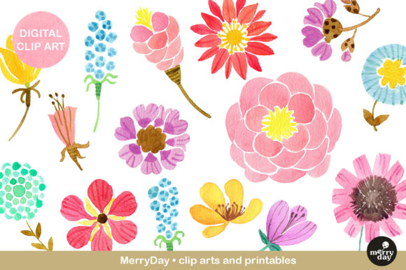 Clip Art Watercolor Flowers for Creative Projects