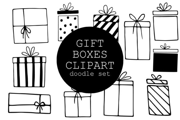 Doodle Gift Boxes Clipart Set