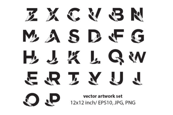 Feathers, Letters- VECTOR ARTWORK SET