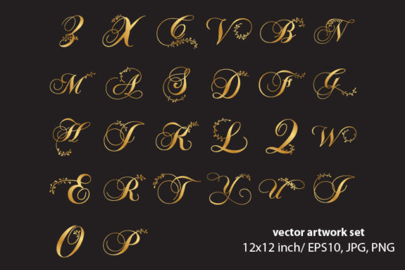 Golden Leaves and Monogram Set: A Versatile Collection of Vector Artworks