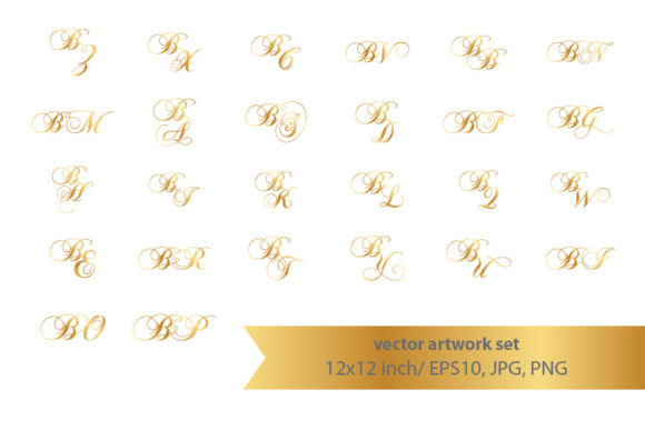 Golden Monogram Set, Letter B: A Versatile Design Resource for Creators