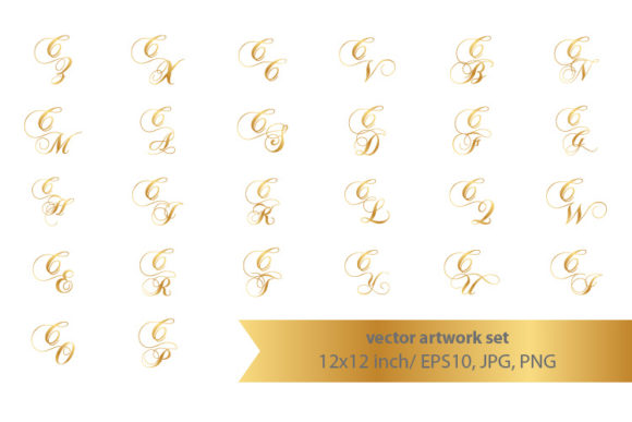 Golden Monogram Set, Letter C: A Versatile Design Element for Modern Creatives