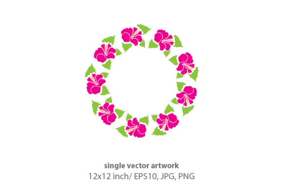 Hibiscus Flower Wreath Green Leaves: A Versatile Digital Art Asset for Creative Professionals