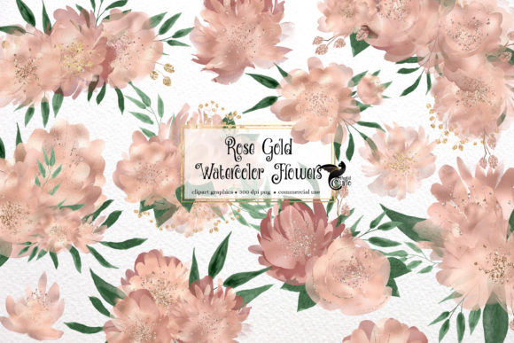 Rose Gold Watercolor Flowers Clipart: A Versatile Addition to Creative Projects