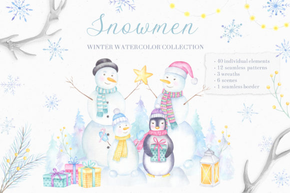 Snowmen Watercolor Collection