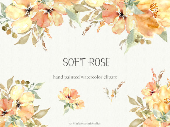 Soft Rose - Watercolor Flowers Clipart: A Delicate Touch for Creative Projects