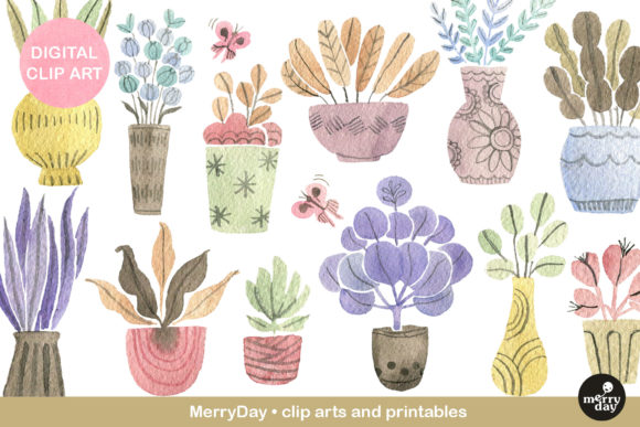 Watercolor Plants in Vintage Pastel: A Versatile Artistic Resource